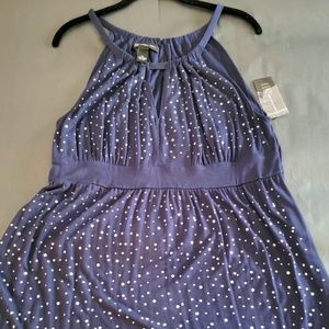 I.N.C. NWT Navy and rhinestone studded peplum tank top. XL